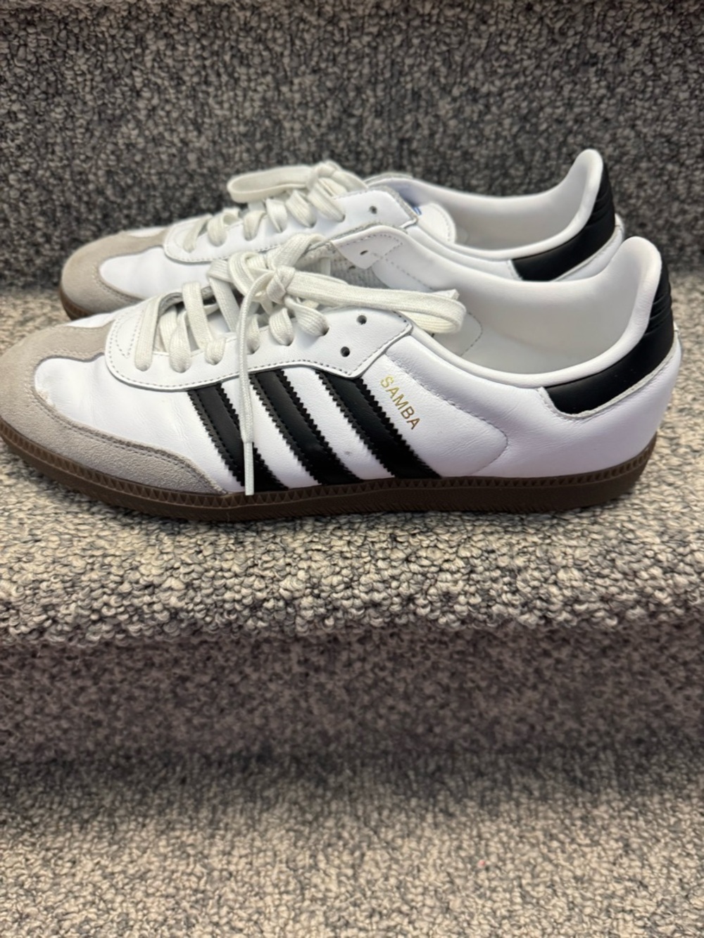 Adidas Samba White & Black Leather Sneakers Mens 10/ women's 11